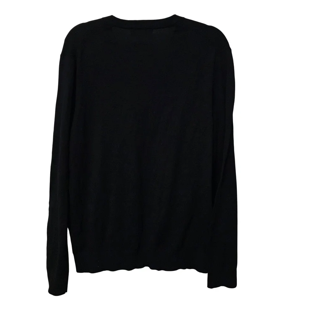 Banana Republic Mens V-Neck Sweater Black Long Sleeve Cotton Blend Size L